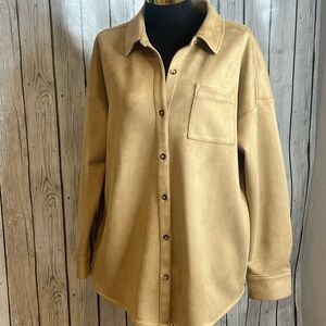 J Jill Womens Faux Suede Super Soft Stretch Shacket Large L NWT